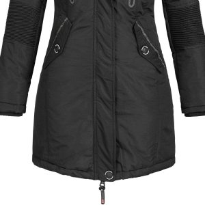 Abrigo de Mujer de Geographical Norway modelo Parka Coracle Coraly con cremallera y bolsillos frontales en negro