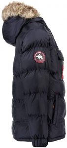 Detalles Laterales del Abrigo para Niña de Geographical Norway: modelo chaqueta Anson 068 en azul oscuro