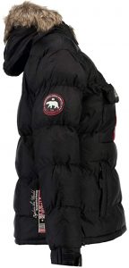 Detalles Laterales del Abrigo para Niña de Geographical Norway: modelo chaqueta Anson 068 en negro