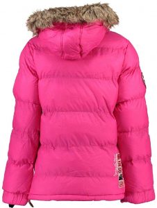 Vista de la Espalda del Abrigo para Niña de Geographical Norway: modelo chaqueta Anson 068 en rosa