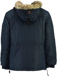 Vista de Espalda del Abrigo para Niño Geographical Norway modelo: Parka Biblos 001 en Azul Marino Oscuro