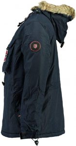 Detalles Laterales del Abrigo para Niño Geographical Norway modelo: Parka Biblos 001 en Azul Marino Oscuro