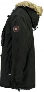 Detalles Laterales del Abrigo para Niño Geographical Norway modelo: Parka Biblos 001 en Negro